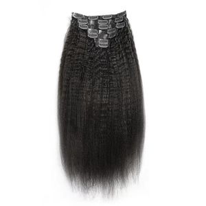 New arrival seamless clips in hair extensions kinky straight 120g thick volume Buy best hair