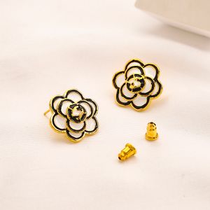 18K Gold Plated Letters Stud Camellia Earring High Quality Geometric Luxury Brand Designers Women Round Crystal Rhinestone Pearl Earring Wedding Party Jewerlry