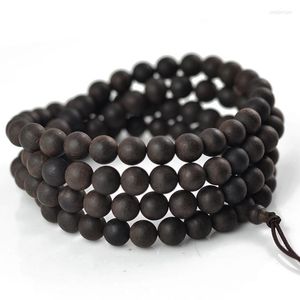 Strand Braccialetti di incenso di sabbia nera 108 Braccialetti di perline di Buddha Rosario Braccialetti d'acqua No Wax Thick Original Wood Hand String Jewelry