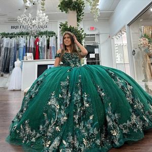 Emerald Green Quinceanera Dress for Girl Sweetheart cekin koronkowy suknia balowa aplikacje imprezowe sukienki vestidos de 15 anos 322 322