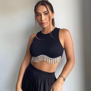 Nowe designerskie topy czołgowe Summer Kobiety Sieciki bez rękawów T-shirty swobodne czarne białe koszulki ściągacza Topy Streetwear Muryste Elementy Hurtowe ubrania 9741