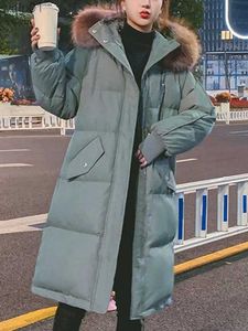 Kvinnor Down Parkas Long Coat Women Elegant Down Padding Jackets Fe Autumn Winter Thick Warm Parkas Ladies Casual Loose Fashion Hooded Coatsl231118