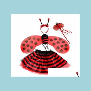 Diğer Etkinlik Partisi Malzemeleri Çocuklar Peri Lady Bug Arı Kostüm Set Süslü Elbise Cosplay Wings Tutu etek asa kafa bandı kız çocuk chr dhvpa