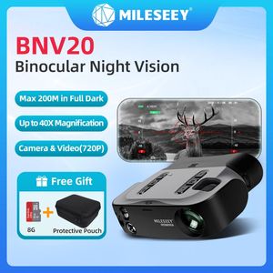 Telescopes Mileseey BNV20 Infrared Digital Night Vision Binocular 2 in 1 with Camera Scopes for Hunting Total Dark Max 200m 8G TF Card 231117