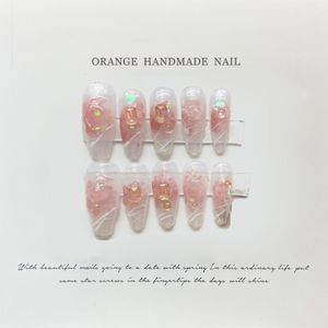 False Nails Press on Tips Gel Full Cover With Design y2k Handmade High Quality Wearable Ballerina Medium Artificial Nail 230417