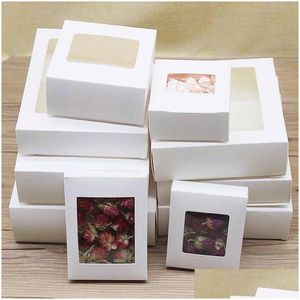Gift Wrap 10 Size White Brown Paper Soap Box Kraft Package With Clear Pvc Window Candy Favors Arts Krafts Display Drop Delivery Home Dh8Pg