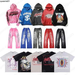 Hoodies masculinos moletom hell star designer pulôver aposta impressão gráfica rosa vermelho oversized com capuz tops streetpant hip hop camisa