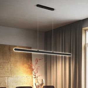 Pendelleuchten 48W Minimalismus Schwarz Weiß Lampe Moderne LED-Leuchten für Wohnzimmer Esszimmer Schlafzimmer Bartheke