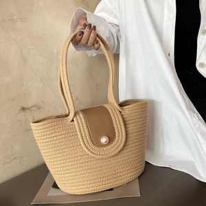 Axelväskor bomullsrep vävda handväskor för kvinnor ny axelväska mode bohemian tygväska varumärke strandpåse stor kapacitet shopping väska