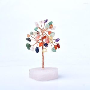 Decorative Figurines Chakr Trees Natural Gemstone Healing Crystal Money Tree On Rose Quartz Base Feng Shui Crystals For Home Office Desk