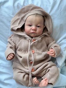 Dolls 19 inch painted reincarnated baby doll Levi Awake born size 3D skin visible vein collection art 231117