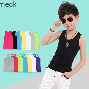 T-shirts Kids girls summer casual vest outfit kids baby boy girl sleeveless cotton tops solid color t-shirts child upper clothes