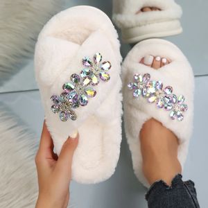 Slippers Warm fur slider for women's flip thick fluffy fur slider 2023 new women's winter home slider flat board shoes 231118