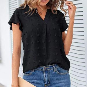 Kadınlar bluzlar moda şifon gömlek yumuşak rahat üst 3d kesim yaz düz renkli giyinme
