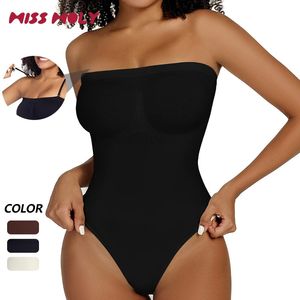 Bel karın şekillendirici askısız bodysuit omuz omuz büstörü tüp üst tangs shapewear kontrol gövdesi korse sıska iç çamaşırı 231117