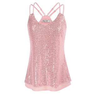 Camisoles Tanks Grace Karinの女性のノースリーブスパークルシマーカミゾールベストスパンコールタンクトップクラブパーティーグリッターズチョアパフォーマンスコスチュームA30 230418