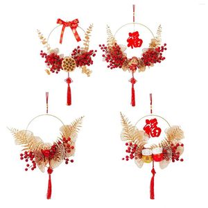 Decorative Flowers Chinese Wreath Garland Spring Festival Decoration Pendant With Tassel For Wall Living Room Bedroom