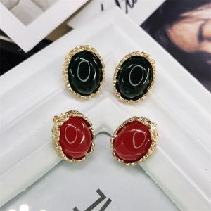 Stud Earrings European And American Court Antique Ear Clip Without Hole Imitation Agate Female Pin