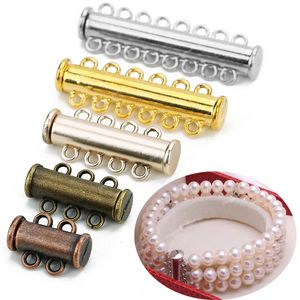 5st 2 3 4 5 6 8 ROWS Strong Magnetic Clasps Crimp End Caps Slider Spännen Rör för halsbandsarmbandskedja Buckle Hook Smycken Makingjewelry Fynd