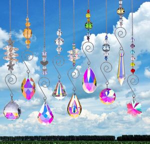 Garden Decorations Crystal Sun Catchers Decoration With Chain Colorf Glass Pendants Hanging Beaded Prism Ornament Window Patio Party Dhhka