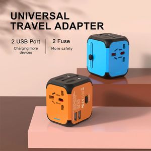 Power Cable Plug Electric Socket Adapter EU UK US AU International Universal Travel Charger Converter with 2 USB Charging 5V 24A 231117