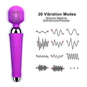 Vuxna produkter kraftfulla klitoris dildo vibrator erotiska sexleksaker för kvinnor 20 mönster vibration magiska trollstav g spot massager kvinnlig onanator 230316