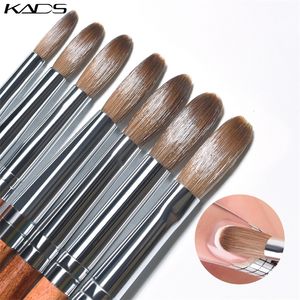 Nail Brushes 1pc Kolinsky Sable Acrylic UV Gel Carving Pen Liquid Powder DIY Drawing Flat Round Red Wood Art 230418