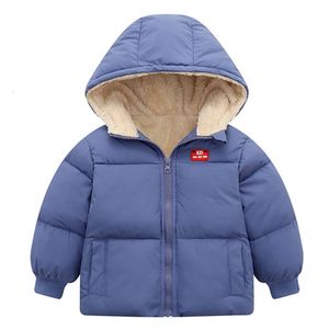 Casaco para baixo bebê meninos com capuz jaquetas inverno quente grosso mais jaqueta de veludo meninas criança criança casacos crianças outwear primavera doce cor 2 4 6y 231117