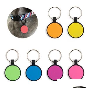 Dog Tag ID Card Food Grade Sile Pet Tag Schlüsselanhänger Diy Round Cat And Tags ID Keyring Drop Delivery Home Garden Supplies Dhgarden Dhnpr