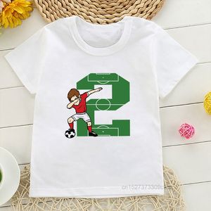 티셔츠 소년 1-10 번째 생일 녹색 번호 티셔츠 키드 풋 풋볼러 그래픽 프린트 짧은 슬리브 의류 어린이 축구 탑 230418