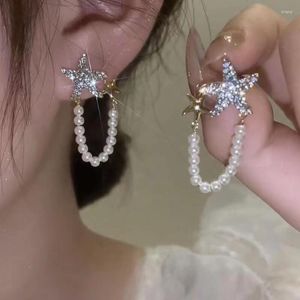 Brincos Dangle 2023 Pearl Fashion Fashion Light Luxury Sea Star Forest Series Design Sense Avançado Arte