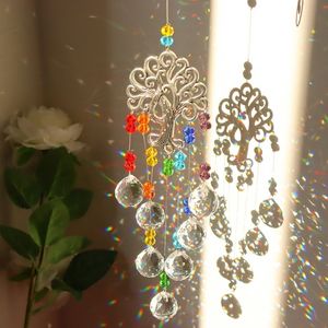 Garden Decorations Crystal Pendant Sun Catchers Prisms Life Tree Colorful DIY Chain Window Curtains Hanging Decoration Home Decor Wind Chime 230418