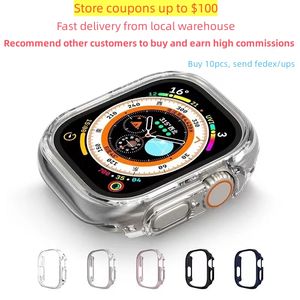 Voor slimme horloges Ultra 8 -serie 49mm 1,99 inch scherm Gemengde kleur draadloos opladen Silicagel Fashion Water Proof Apple Watch Screen Case