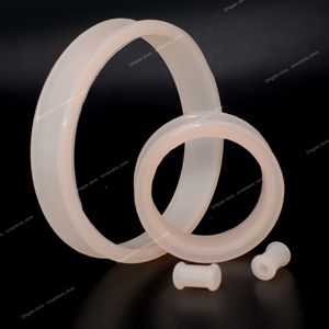 1 paio 3mm-76mm Big Size Hollow Silicone nero flessibile doppio svasato carne tunnel orecchio tappi calibro espansore barelle gioielli corpo gioielli piercing gioielli