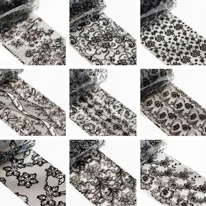 Stickers Decals 100m/roll Lace Nail Foils for Nails Transfer Paper White Black Lace Manicure Set Flower Wraps DIY Elegance Nail Decorations 231117
