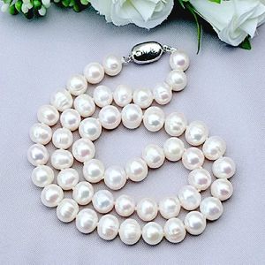 Hänghalsband 8-9mm naturligt sötvatten pärla 925 sterling silver choker halsband för kvinnor smycken gåva231118