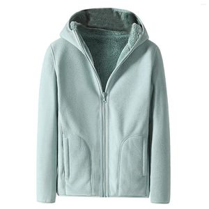 Giacche da donna Inverno da donna Casual Tinta unita Manica lunga Giacca con cerniera con cappuccio Cappotto in pile Velluto corallo Indossare su entrambi i lati Veste