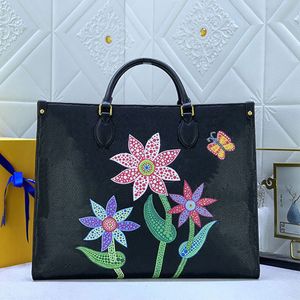 Bolso de bolso delicado bolso de impresión de flores de gran capacidad de compras