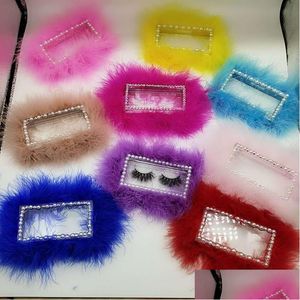 Gift Wrap 9 Colors Lash Box Feather Eyelash Case Pearl Gem Rectangar Akryltrycksbeständiga bärbara kreativa ögonfransar Dhgarden Dheqt