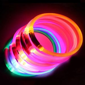 Dog Collars Leashes NICEYARD Rechargeable LED Night Collar Glowing Pet Usb Safety Flash 231117