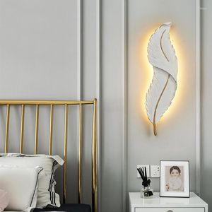 Wall Lamp Nordic Creative Feather Lights Living Room Background Led Lamps Bedroom Staircase Home Indoor Decor Lighting Fixtures