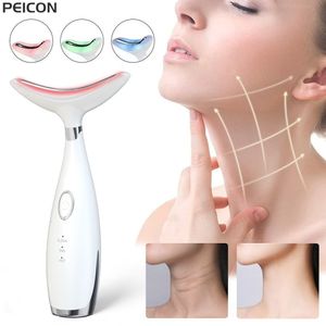 Ansiktsvårdsanordningar Necklyft Massager Wrinkle Double Chin Remover LED Pon Therapy Ems Skin Draw Anti Beauty Device 230418