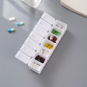 7 Grids Home Travel Pill Box Holder Weekly Medicine Storage Organizador de contêiner Dispensador de tablet Independente Lattice