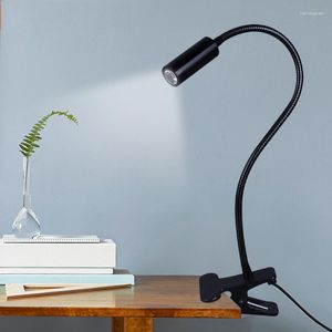 Bordslampor LED Spot Lamp Hög ljusstyrka Ljus med klipp Flexibel lässtudie 3W Desktop Bedside USB Night Lighting
