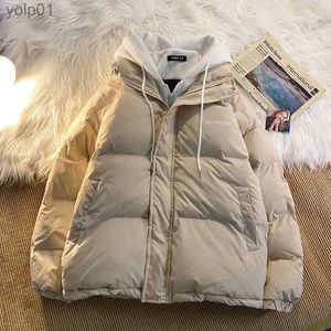 Women's Down Parkas Winter Thicking New Fake Two Down Coats Women Y2k Harajuku Korean Populära Loose Warm Cotton Padded Par Casual Joker Jacketl231118