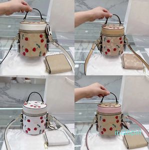 Designer-bags bucket handbags women mini Bucket with purse Fashion Cherry pattern Purse Handbag