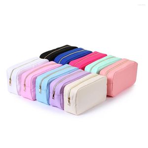 Cosmetic Bags Nylon Women Solid Color Waterproof Travel Toiletries Bag Monogrammed Makeup Pouch Fashion Simple Beauty Case Domil