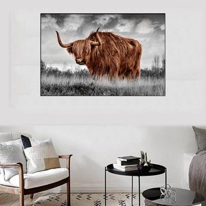 Resíduos de gado Picture Wild Animal Canvas pintando arte de parede impressa para sala de estar imagens decorativas modernas decoração de casa
