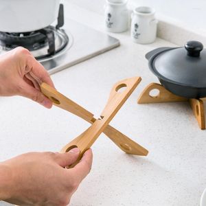 Tapetes de mesa Bambu Pot Rack destacável bandeja de cozinha de cozinha de cozinha isolada os suprimentos anti-vapor de vapor de vapor