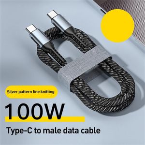 1M 100W 5A Snabb snabb laddningstyp C till typ C PD-tyg USB-kabel för Samsung S22 S23 Xiaomi Huawei iPhone MacBook Notebook Type-C USB C-kabel